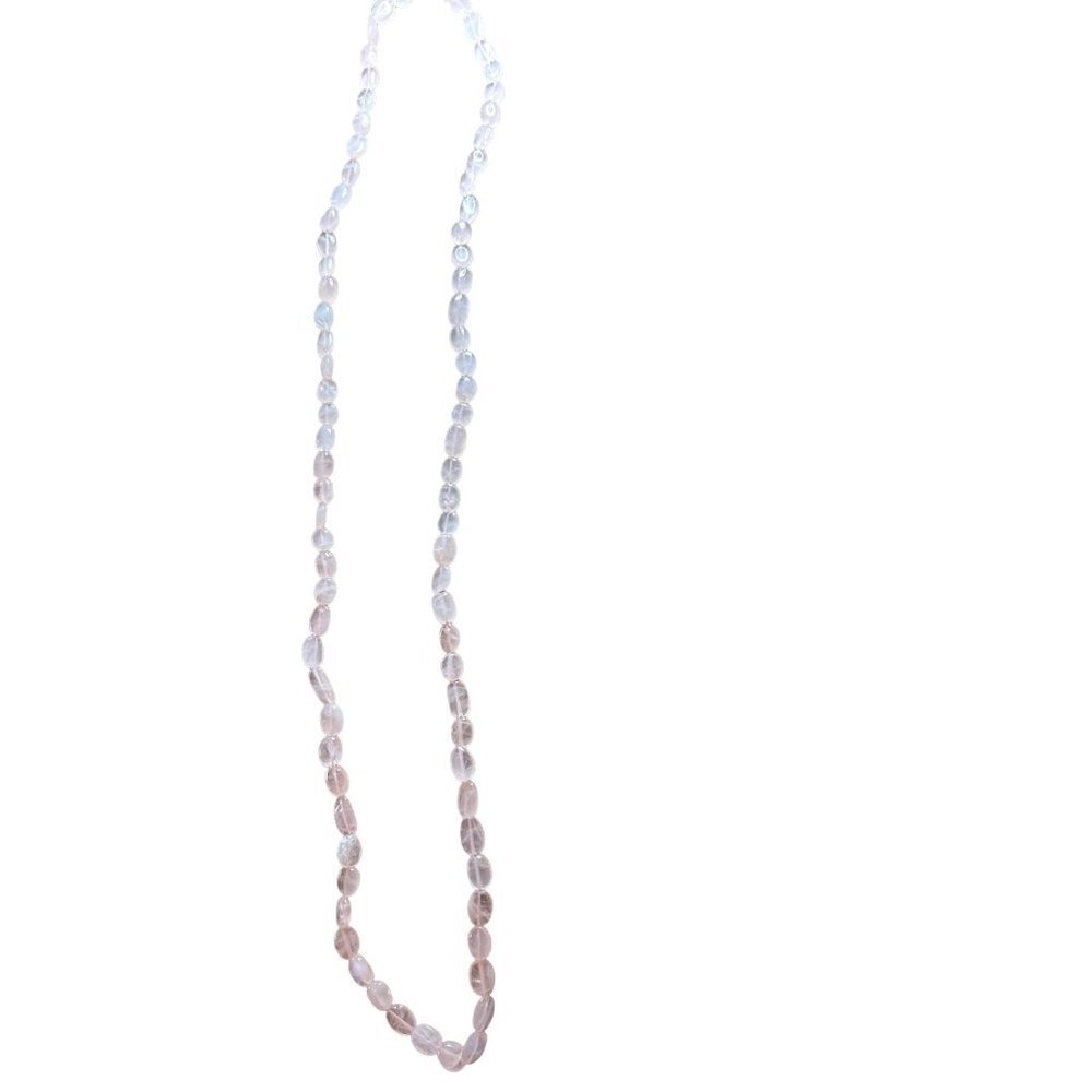 Pink Stone Beads Natural Quartz Tanzanite Glass 16” Long